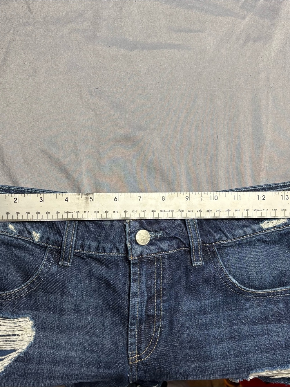 Guess Distressed Blue Denim Jean Shorts - Picture 7 of 7